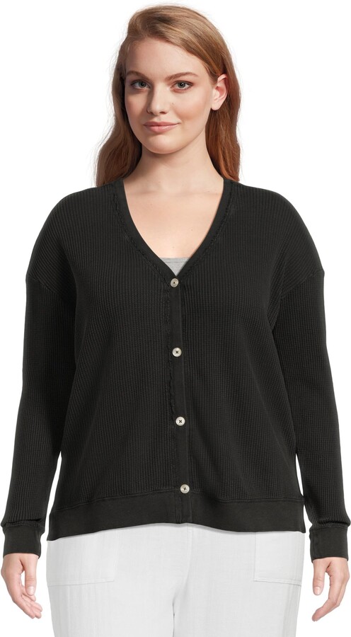 Mod-o-doc Women's Long Sleeve Button Front Waffle Cardigan