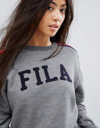 Fila Petite Logo Sweatshirt With Sports Stripe Sleeve
