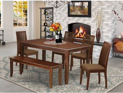 Winston Porter Scothorn 6 - Person Rubberwood Solid Wood Dining Set
