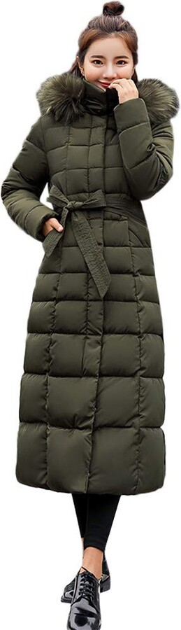 long puffer coat womens green
