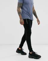 Thumbnail for your product : ASOS Design DESIGN super skinny joggers in black with silver zip pockets