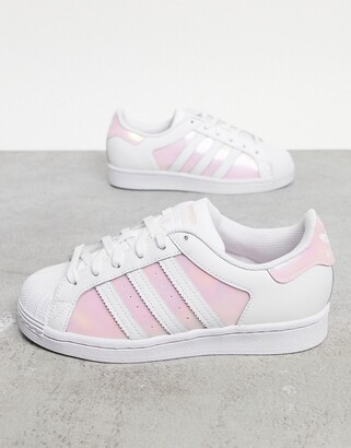 adidas Superstar trainers in white and pink - ShopStyle