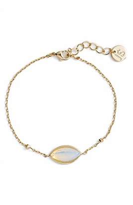 Jules Smith Designs Opal Envy Bracelet - Opal Bracelet for Women with Dainty Adjustable Chain for Perfect Sizing - Gold Plated Fashion Bracelet for Women with Rainbow Opal Charm + CZ Crystals