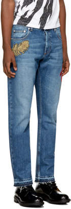 Alexander McQueen Blue Embroidered Selvedge Jeans