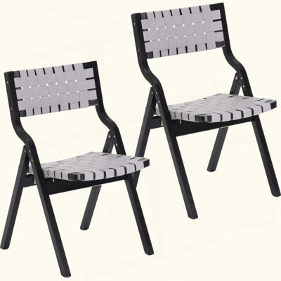 Wood Folding Chairs, Foldable Chairs Wooden Indoor Stackable Dining Chairs For Kitchen & Dining Room Chair Woven Seat & Webbing Back, Dining Chair Set