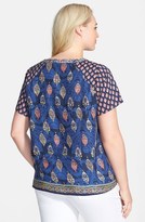 Thumbnail for your product : Lucky Brand Print Split Neck Woven Top (Plus Size)