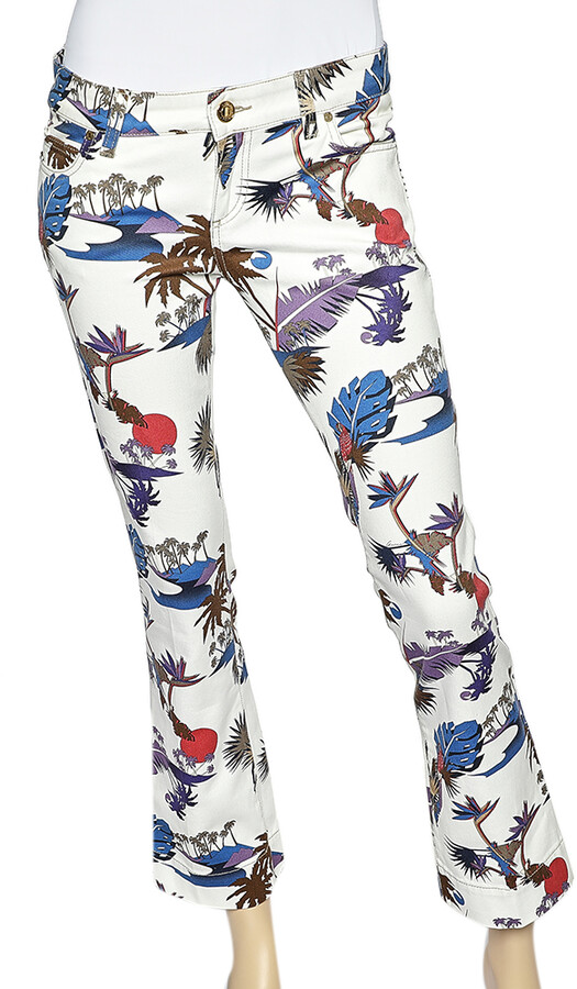 Gucci Off - White Tropical Printed Cotton Pants S