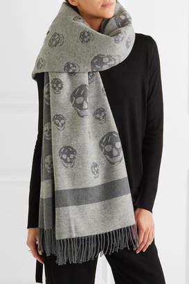 Alexander McQueen Reversible Intarsia Wool And Cashmere-blend Cape