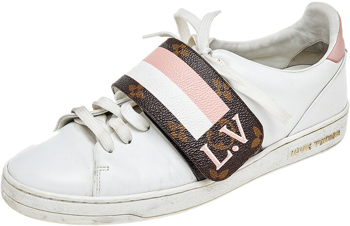 Louis Vuitton White Leather and Monogram Canvas Frontrow Sneakers Size 37 Louis  Vuitton