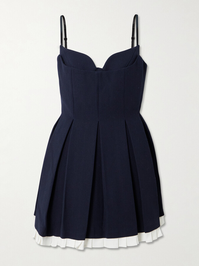 SHUSHU/TONG Layered Pleated Twill Dress - Blue