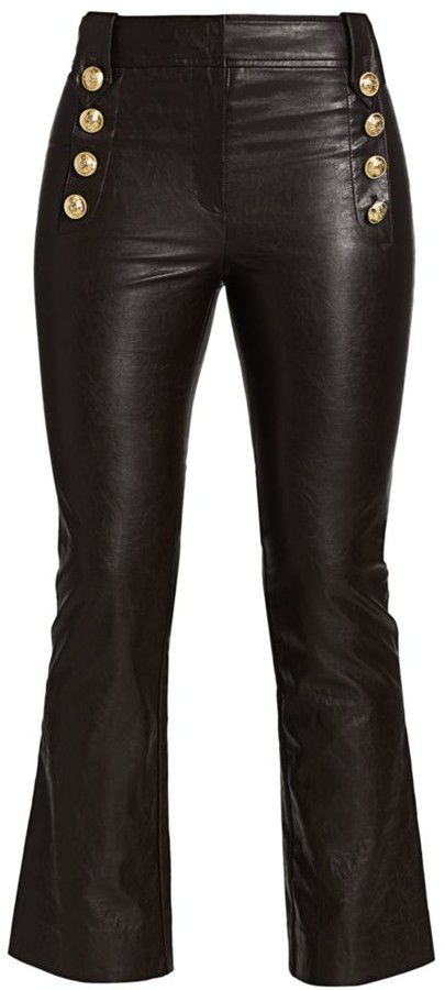 faux leather kick flare trousers