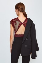Thumbnail for your product : Karen Millen Short Sleeved Open Back Lace Body