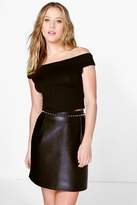 Thumbnail for your product : boohoo Lilly Basic Off The Shoulder Crop Bardot Top