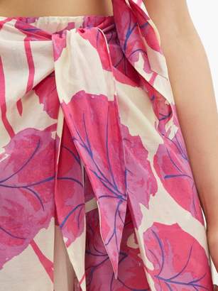 Diane von Furstenberg Kimono Leaf-print Cotton-blend Culottes - Womens - Pink Multi