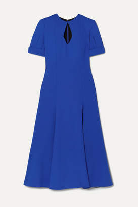 Emilia Wickstead Ludovica Cutout Pleated Wool-crepe Midi Dress - Midnight blue