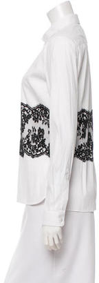 Valentino Lace-Paneled Button-Up Top