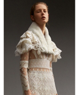 Thumbnail for your product : Burberry Lace Capelet with Shearling Collar