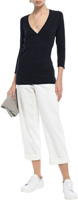 James Perse Wrap-effect Brushed Cotton-blend Jersey Top