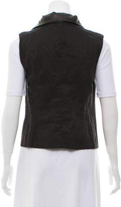 Vince Linen-Blend Leather-Accented Vest
