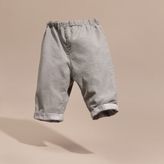 Thumbnail for your product : Burberry Check Turn-up Cotton Trousers