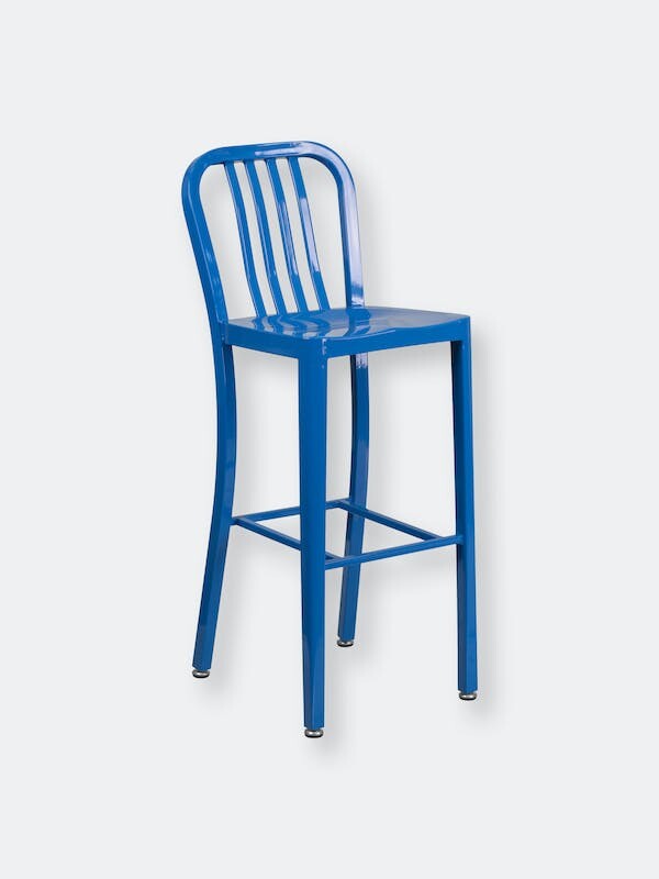 Merrick Lane Santorini 30 Inch Blue Galvanized Steel Indoor/Outdoor