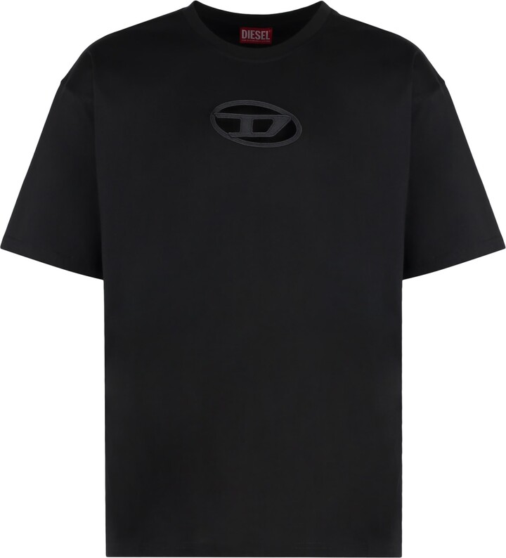 Diesel Grey T-Ox Chalk Effect With Logo Patch In Cotton Man Diesel Grey T-Ox Chalk Effect With Logo Patch In Cotton Man