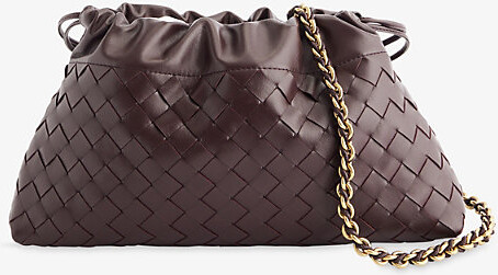 Bottega Veneta Womens Dark Barolo-M Brass Dustbag Intrecciato Leather Clutch Bag