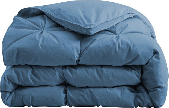UNIKOME 233 Thread Count Pintuck Pleat All Season White Goose Feather Down Comforter