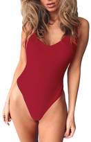 Thumbnail for your product : QIYUN.Z Women's Deep V Neck One Piece Swimwear Bikini Suit, S