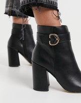 Thumbnail for your product : London Rebel block heel ankle boots with gold trim in black