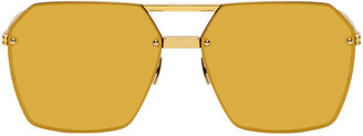 Bottega Veneta Gold Mirrored Aviator Sunglasses