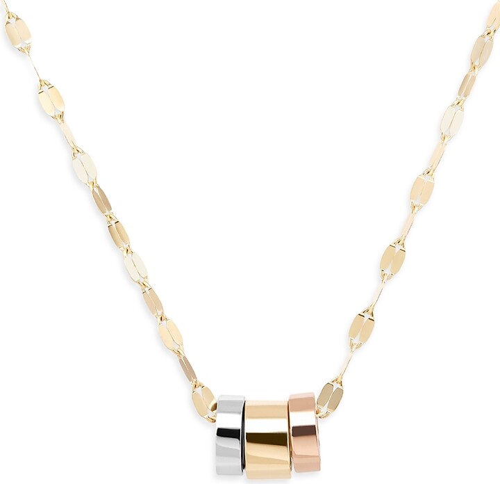 Lana Triple Ring Pendant Necklace in 14K White, Rose & Yellow Gold