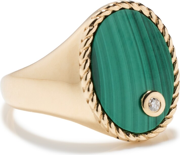 Yvonne Léon Chevaliere Ovale Malachite Ring