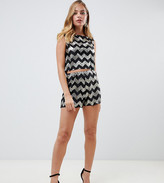 Thumbnail for your product : Flounce London Petite plisse shorts in gold zig zag pattern Co-ord