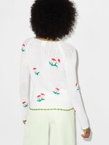 Thumbnail for your product : yuhan wang White Peach Intarsia Knit Cardigan