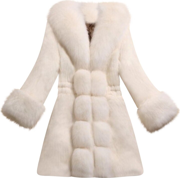 RLEHJN Womens Faux Fur Coat UK Clearance Long Faux Fur Coat Ladies