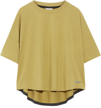 Nike Nikelab Essentials Mesh-paneled Stretch Top - Chartreuse