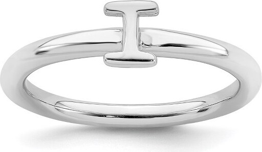 Black Bow Jewelry Co. BlackBowJewelryRhodiumPlatedSterlingSilverStackableLetterIRingSize8