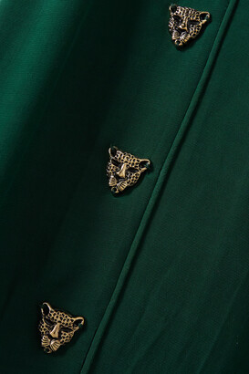 HVN Maria Belted Button-embellished Crepe Midi Dress - Green