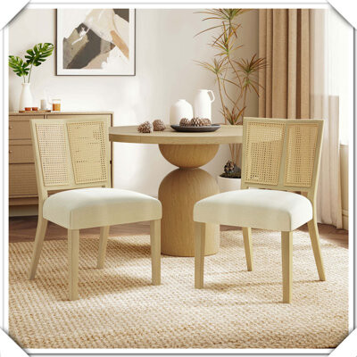 George Oliver 2-Piece Armless Rattan Dining Chair Sturdy Comfortable Stylish Durable Practical