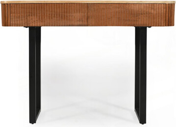 Latitude Run Solid Wood Entryway Table with Fluted Design with Metal Legs for Entryway