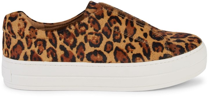 leopard calf hair slip on sneakers