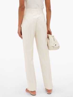 Giuliva Heritage Collection The Gastone High-rise Pleated Cotton Trousers - Ivory