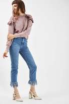 Thumbnail for your product : Topshop Moto fringe hem straight leg jeans