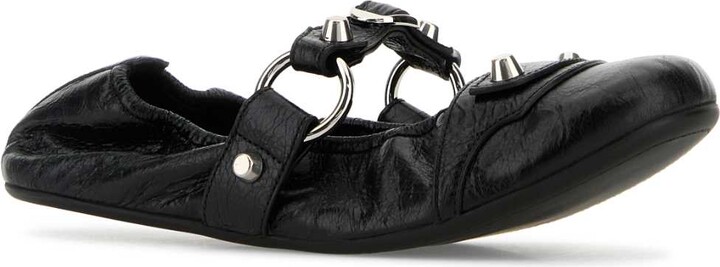 Black Leather City Ballerinas - Image 2
