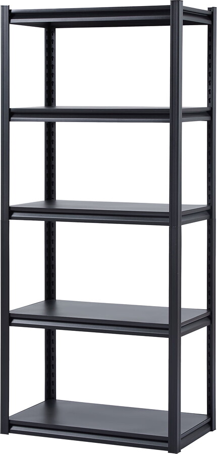 KFFKFF Storage Racks, 2000 lbs Capacity, 5-Level Garage Storage Stand, 18" D x 32" W x 72" H Adjustable Metallic Racks for Garage, Utility Rack Shelf, Perfect for Kitchen, Warehouse, Basement, Black