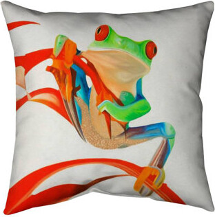 Begin Edition International Inc. Red-eyed frog Outdoor Throw Pillow - Fun Animal – Outdoor Throw Pillow with Insert Weather-Resistant