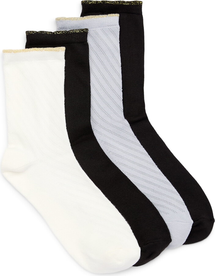 Joyspun Scallop Edge Dress Crew Socks for Women, Sizes 4-10, 4-Pack