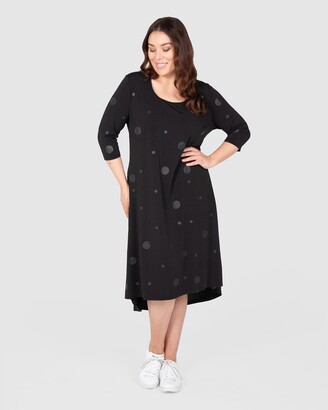 Love Your Wardrobe - Women's Black Midi Dresses - Self-Spot Knit Swing Dress - Size One Size, 22 at The Iconic