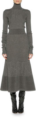 Agnona Long-Sleeve Metallic-Knit Sweaterdress, Gray